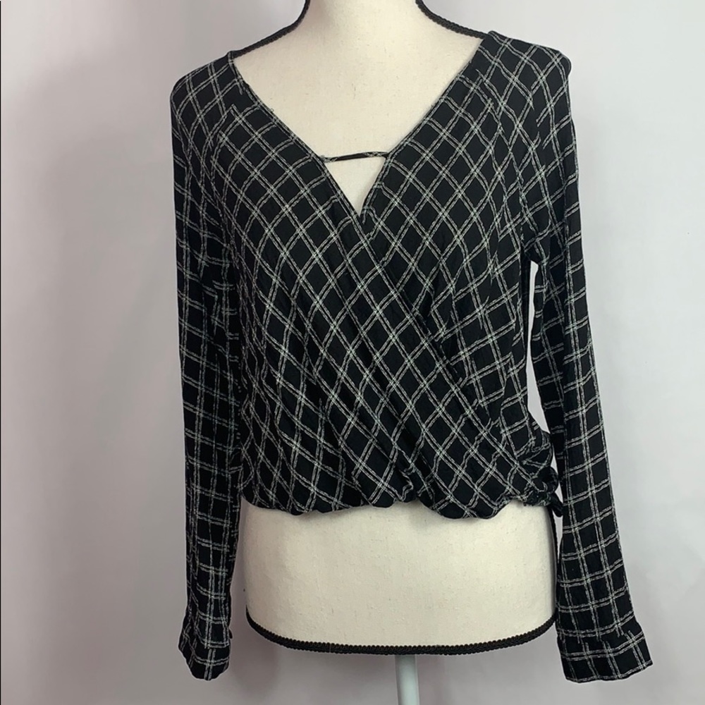 Urban outfitters long sleeve faux wrap top